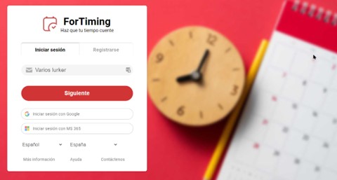 Inicio de sesión en ForTiming